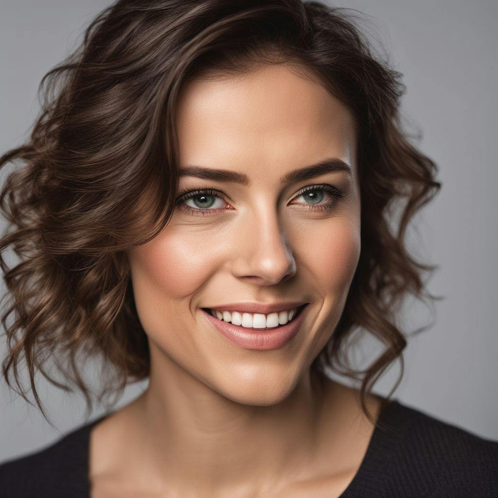 A close-up of a female actress showcasing a range of emotions in a professional headshot, shot in a studio with soft lighting, in a high-resolution portrait style.